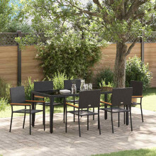 Berkfield Garden Dining Set 7 pcs Black Poly Rattan