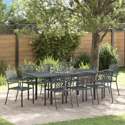 Berkfield Garden Dining Set 9 pcs Anthracite Steel