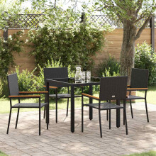 Berkfield Garden Dining Set 5 pcs Black Poly Rattan