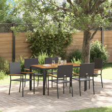 Berkfield Garden Dining Set 7 pcs Black Poly Rattan