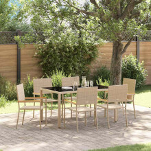 Berkfield Garden Dining Set 7 pcs Beige Poly Rattan