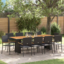 Berkfield Garden Dining Set 11 pcs Black Poly Rattan