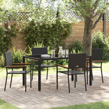 Berkfield Garden Dining Set 5 pcs Black Poly Rattan