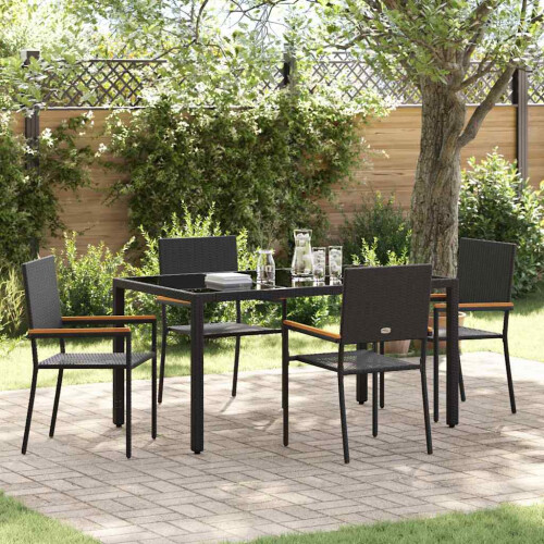 Berkfield Garden Dining Set 5 pcs Black Poly Rattan
