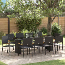 Berkfield Garden Dining Set 11 pcs Black Poly Rattan