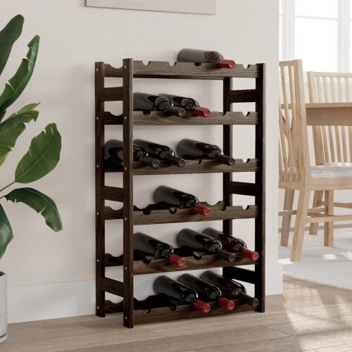 Berkfield Wine Rack for 30 Bottles Black Solid Wood Pine