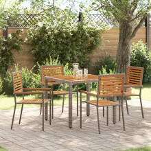 Berkfield Garden Dining Set 5 pcs Grey and Brown Poly Rattan