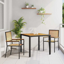 Berkfield Garden Dining Set 3 pcs Black and Brown Poly Rattan