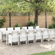 Berkfield Garden Dining Set 13 pcs White Polt rattan