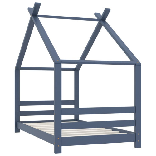 Berkfield Kids Bed Frame Grey Solid Pine Wood 80x160 cm 1