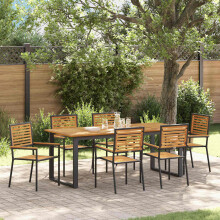 Berkfield Garden Dining Set 7 pcs Black Solid Acacia Wood