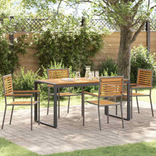 Berkfield Garden Dining Set 5 pcs Grey and Brown Poly Rattan