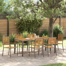 Berkfield Garden Dining Set 7 pcs Grey and Brown Poly Rattan