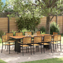 Berkfield Garden Dining Set 11 pcs Black and Brown Poly Rattan