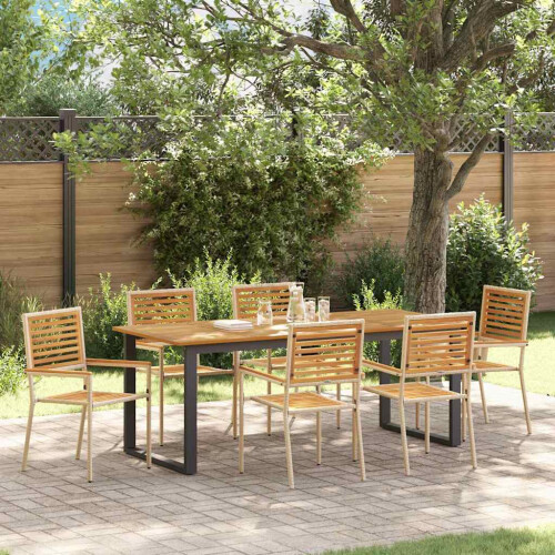 Berkfield Garden Dining Set 7 pcs Beige Solid Acacia Wood