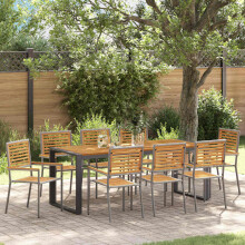 Berkfield Garden Dining Set 9 pcs Grey and Brown Poly Rattan