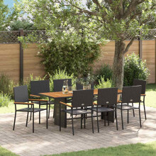 Berkfield Garden Dining Set 9 pcs Black Poly Rattan