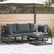 Berkfield Garden Sofa Set 4 pcs Black Metal