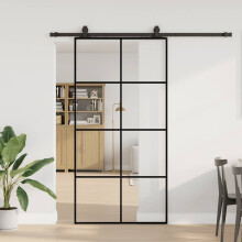 Berkfield Sliding Door with Hardware Set Black 102.5x205 cm ESG Glass