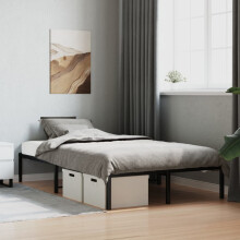 Berkfield Metal Bed Frame without Mattress Black 120x190cm