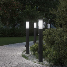 Berkfield Bollard Lights with Sensor&Outlet 3pcs 80 cm Stainless Steel IP44