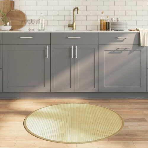 Berkfield Rug Round Light Natural100 cm Bamboo