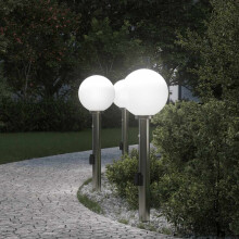 Berkfield Bollard Lights with Sensor&Outlet 3 pcs 80 cm Stainless Steel IP44
