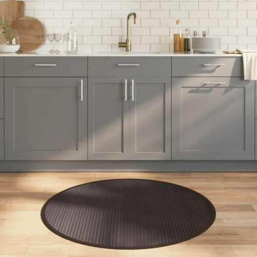 Berkfield Rug Round Dark Brown100 cm Bamboo