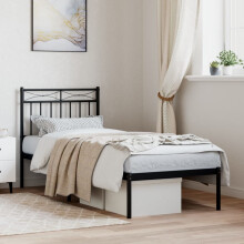 Berkfield Metal Bed Frame without Mattress with Headboard Black 80x200cm