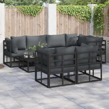 Berkfield Garden Sofa Set with Cushion 7 pcs Black Steel