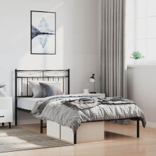 Berkfield Metal Bed Frame without Mattress with Headboard Black 100x200cm