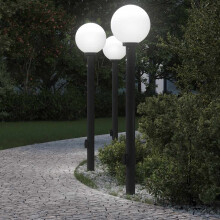 Berkfield Bollard Lights with Sensor&Outlet 3 pcs 120 cm Black IP44