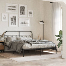 Berkfield Metal Bed Frame without Mattress with Headboard Black 140x200cm