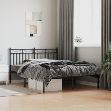 Berkfield Metal Bed Frame without Mattress with Headboard Black 140x190cm