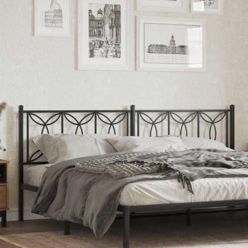 Berkfield Metal Replace Headboard Black 193 cm