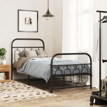Berkfield Metal Bed Frame without Mattress with Footboard Black 80x200cm
