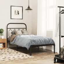 Berkfield Metal Bed Frame without Mattress with Headboard Black 90x190cm