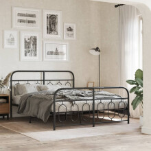 Berkfield Metal Bed Frame without Mattress with Footboard Black 135x190cm
