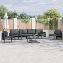 Berkfield Garden Sofa Set with Cushion 7 pcs Black Steel