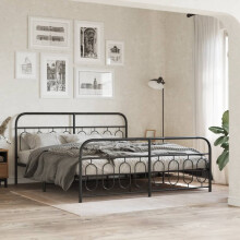 Berkfield Metal Bed Frame without Mattress with Footboard Black 183x213cm