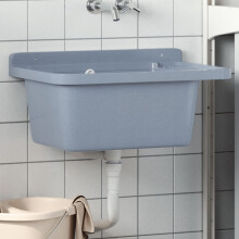 Berkfield Sink Washbasin for Wall Mounting Grey 60x40x28 cm Resin