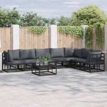 Berkfield Garden Sofa Set with Cushion 7 pcs Black Aluminium