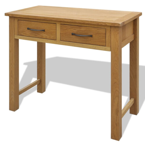 Berkfield Dressing Table with Stool Solid Oak Wood 1