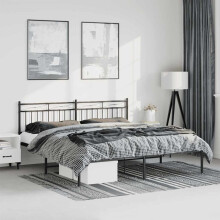Berkfield Metal Bed Frame without Mattress with Headboard Black 183x213cm