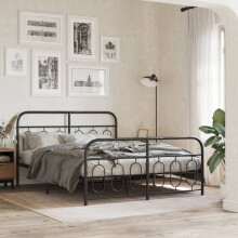 Berkfield Metal Bed Frame without Mattress with Footboard Black 150x200cm