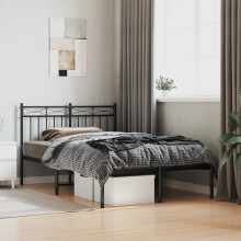 Berkfield Metal Bed Frame without Mattress with Headboard Black 120x200cm