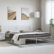 Berkfield Metal Bed Frame without Mattress with Headboard White 183x213cm