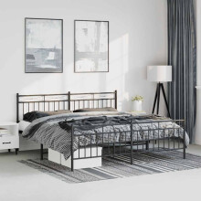 Berkfield Metal Bed Frame without Mattress with Footboard Black 193x203cm