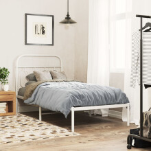 Berkfield Metal Bed Frame without Mattress with Headboard White 80x200cm