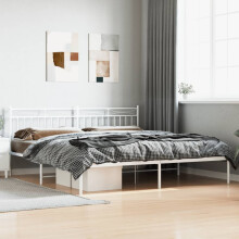 Berkfield Metal Bed Frame without Mattress with Headboard White 200x200cm